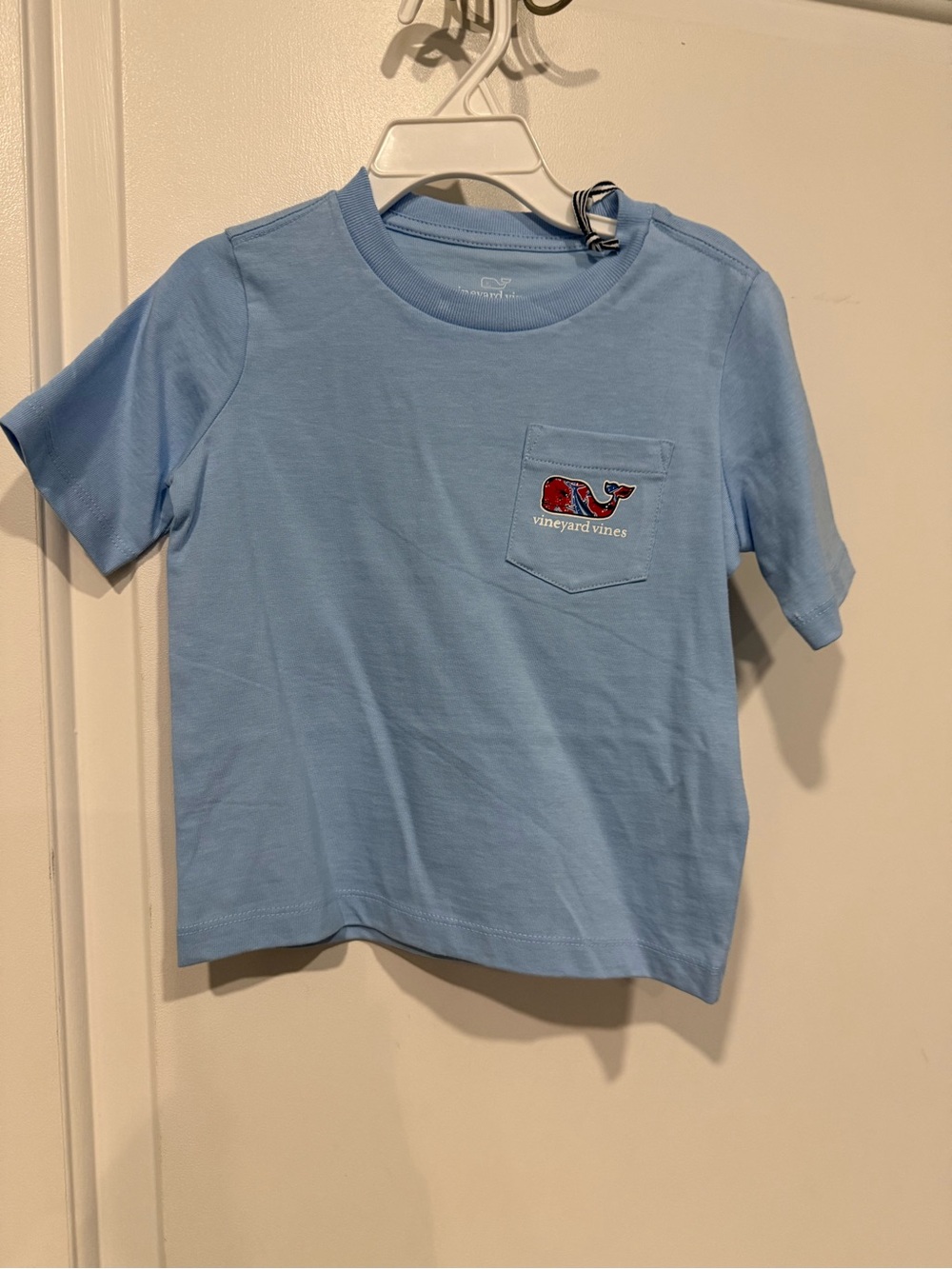 Vineyard Vines Boys Light Blue Pocket Tee with Whale Patch